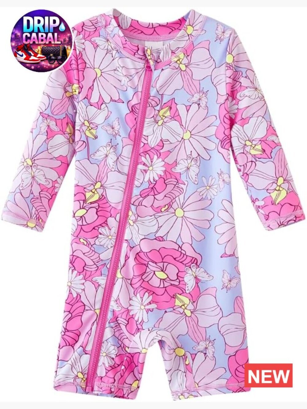 UPF 50+ Full Zip Long Sleeve Rash Guard One Piece Swimsuit
